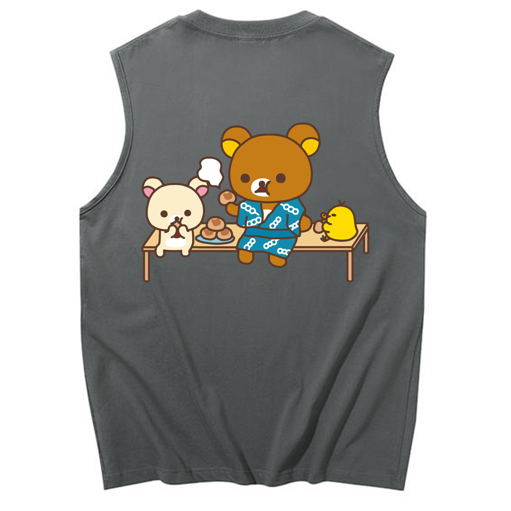（画像用） リラックマ リラックマ キイロイトリ Rilakkuma Korilakkuma Kiiroitori コットン100％タンクトップ（背面プリント）